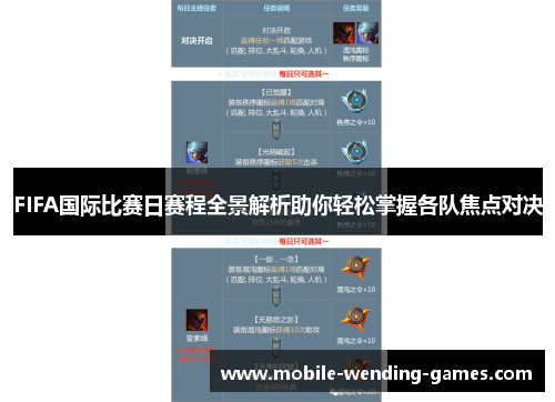 FIFA国际比赛日赛程全景解析助你轻松掌握各队焦点对决